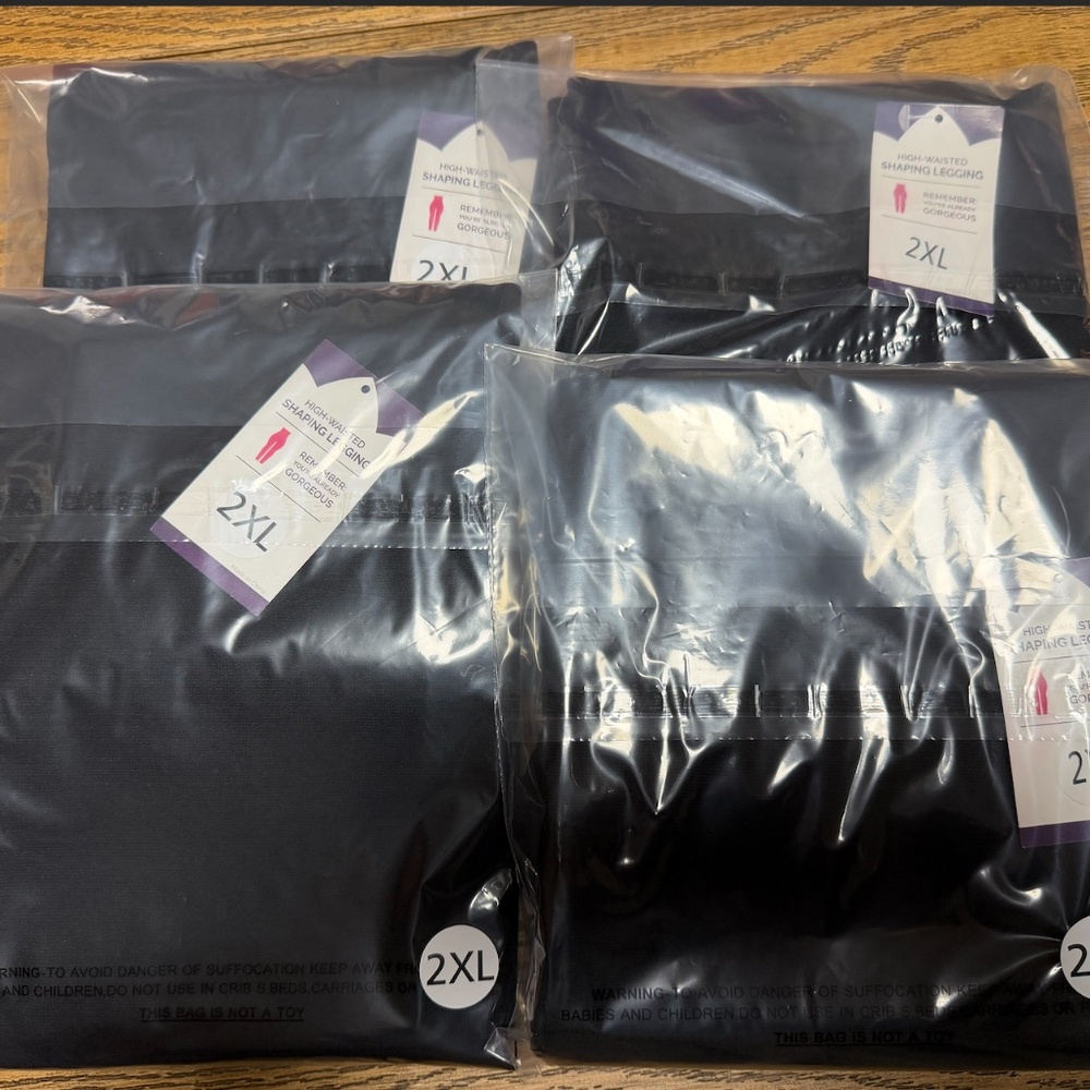 Bundle of 4 Empetua  Women's Black High Waisted Shaping Leggings Size 2XL NWT